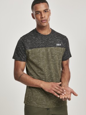 Мъжка тениска в мраморно масленозелен цвят Southpole Color Block Tech Tee marled olive 