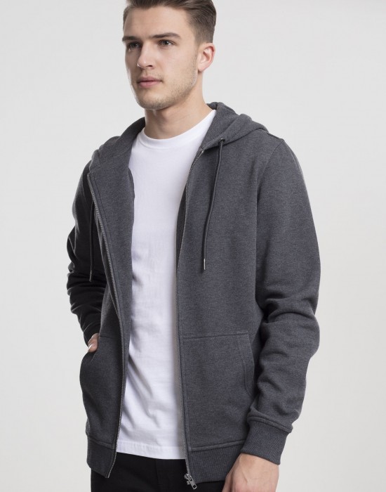 Мъжки изчистен суичър с цип Urban Classics charcoal Мъжки изчистен суичър с цип Urban Classics charcoal