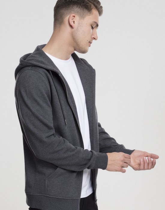 Мъжки изчистен суичър с цип Urban Classics charcoal Мъжки изчистен суичър с цип Urban Classics charcoal