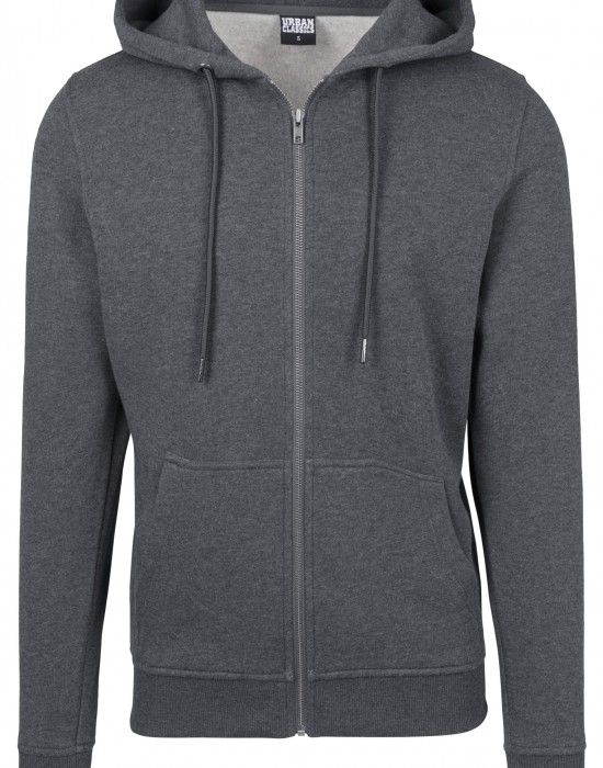 Мъжки изчистен суичър с цип Urban Classics charcoal Мъжки изчистен суичър с цип Urban Classics charcoal