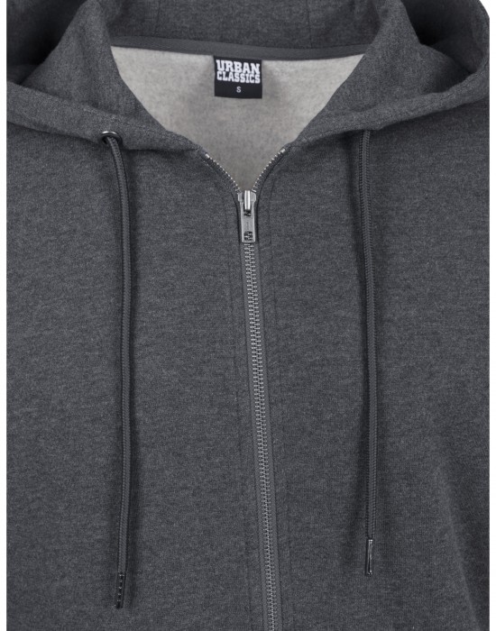 Мъжки изчистен суичър с цип Urban Classics charcoal Мъжки изчистен суичър с цип Urban Classics charcoal