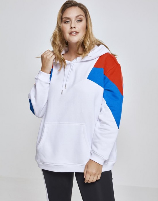 Дамски суичър в три цвята Urban Classics whtfireredbrightblue Дамски суичър в три цвята Urban Classics whtfireredbrightblue