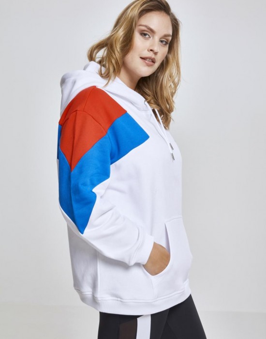 Дамски суичър в три цвята Urban Classics whtfireredbrightblue Дамски суичър в три цвята Urban Classics whtfireredbrightblue