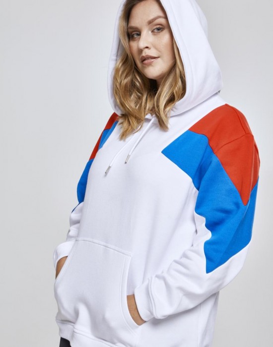 Дамски суичър в три цвята Urban Classics whtfireredbrightblue Дамски суичър в три цвята Urban Classics whtfireredbrightblue