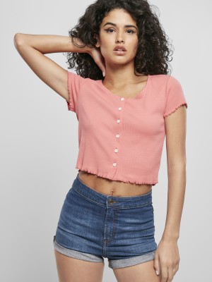 Дамска къса тениска в розов цвят Urban Classics 