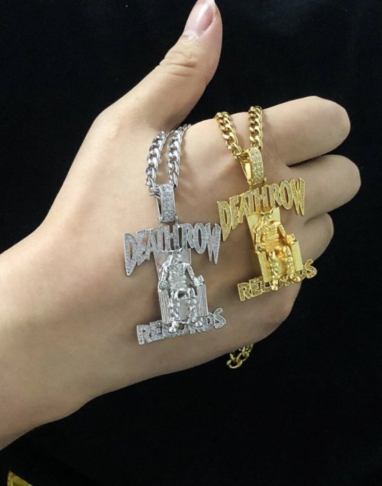 Death Row Records медальон в цвят сребро Death Row Records медальон в цвят сребро