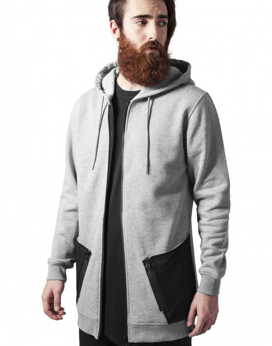Мъжки сив суичър с цип Urban Classics Мъжки сив суичър с цип Urban Classics