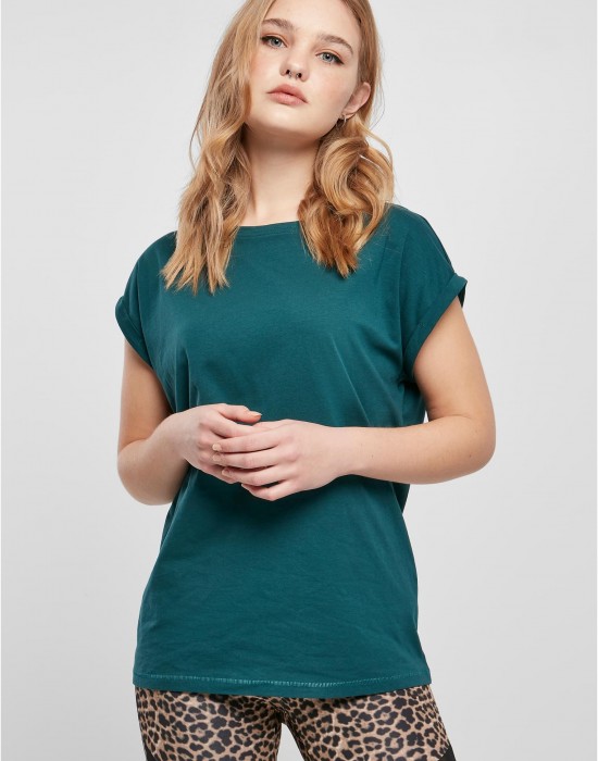 Дамска тениска в тъмнозелен цвят Urban Classics Ladies Shoulder Tee