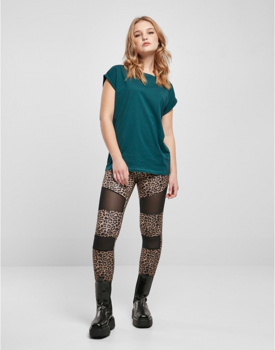 Дамска тениска в тъмнозелен цвят Urban Classics Ladies Shoulder Tee