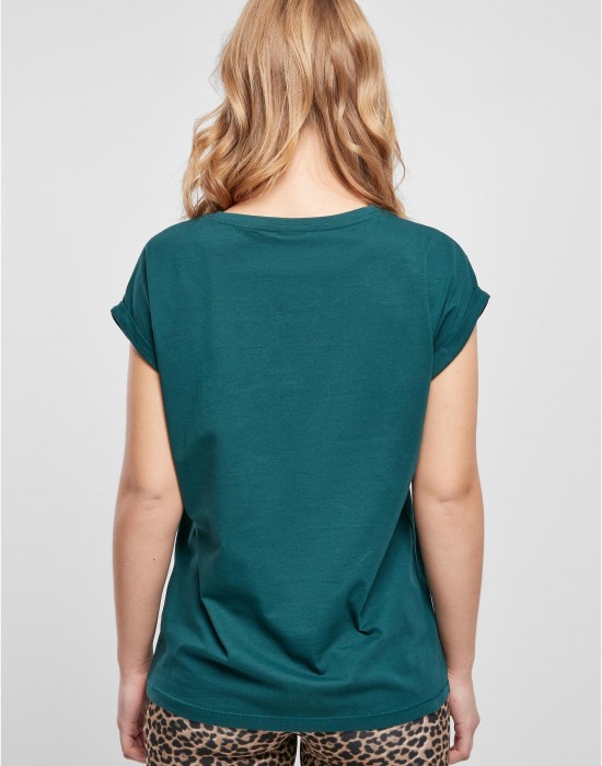 Дамска тениска в тъмнозелен цвят Urban Classics Ladies Shoulder Tee