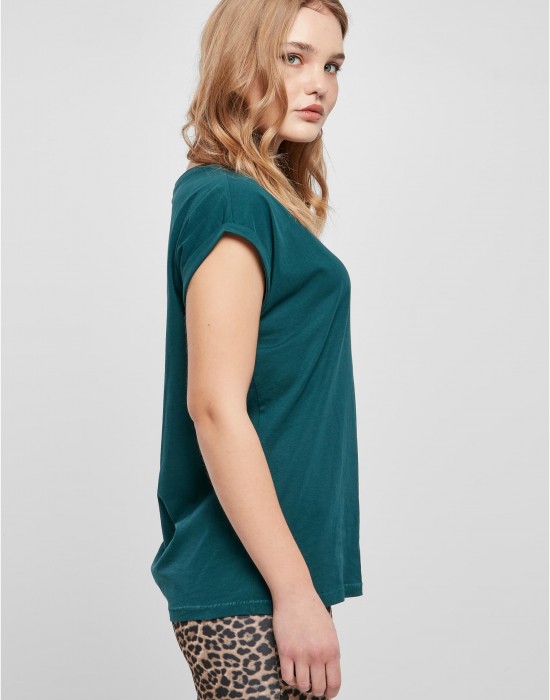 Дамска тениска в тъмнозелен цвят Urban Classics Ladies Shoulder Tee