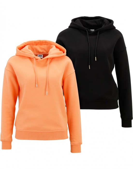Дамски суичър Urban Classics 2-Pack black+papaya Дамски суичър Urban Classics 2-Pack black+papaya