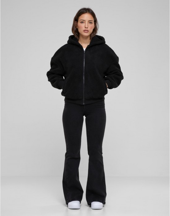Дамски суичър в черно Urban Classics Oversized Sherpa Zip Дамски суичър в черно Urban Classics Oversized Sherpa Zip