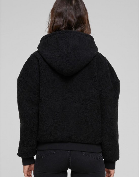 Дамски суичър в черно Urban Classics Oversized Sherpa Zip Дамски суичър в черно Urban Classics Oversized Sherpa Zip