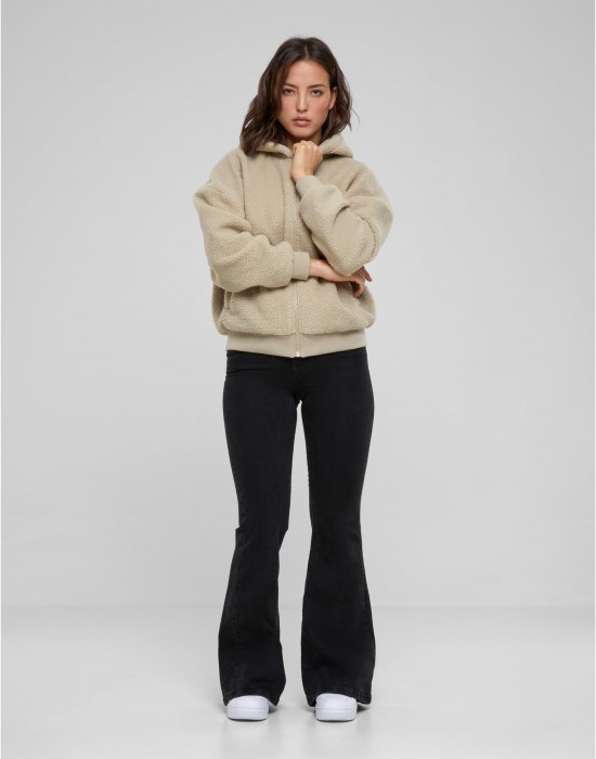 Дамски суичър в бежово Urban Classics Oversized Sherpa Zip Дамски суичър в бежово Urban Classics Oversized Sherpa Zip