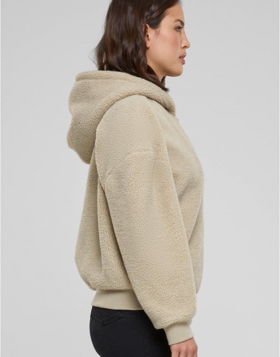 Дамски суичър в бежово Urban Classics Oversized Sherpa Zip Дамски суичър в бежово Urban Classics Oversized Sherpa Zip