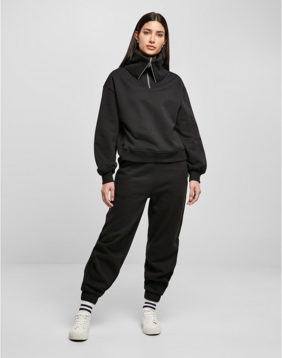 Дамски суичър в черно Urban Classics Oversized High Neck Troyer Дамски суичър в черно Urban Classics Oversized High Neck Troyer