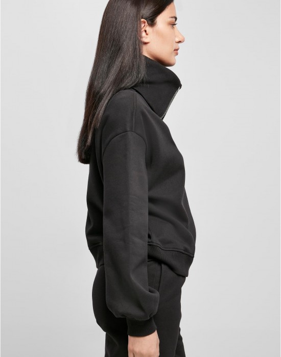 Дамски суичър в черно Urban Classics Oversized High Neck Troyer Дамски суичър в черно Urban Classics Oversized High Neck Troyer
