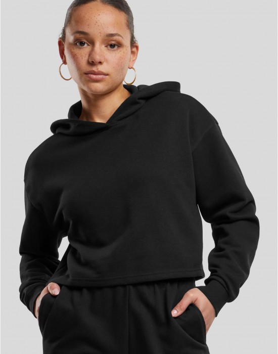 Дамски къс суичър Urban Classics Terry Hoodie black Дамски къс суичър Urban Classics Terry Hoodie black