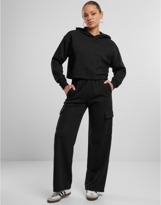 Дамски къс суичър Urban Classics Terry Hoodie black Дамски къс суичър Urban Classics Terry Hoodie black