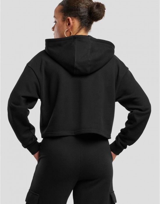 Дамски къс суичър Urban Classics Terry Hoodie black Дамски къс суичър Urban Classics Terry Hoodie black