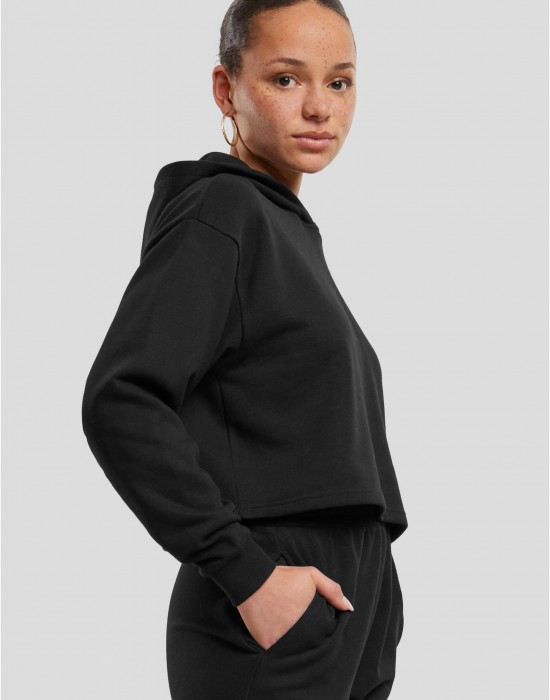 Дамски къс суичър Urban Classics Terry Hoodie black Дамски къс суичър Urban Classics Terry Hoodie black