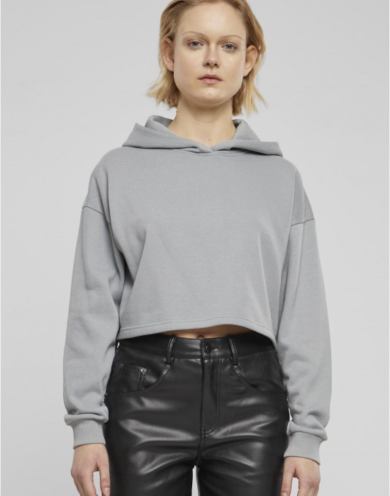 Дамски къс суичър Urban Classics Terry Hoodie lightasphalt Дамски къс суичър Urban Classics Terry Hoodie lightasphalt