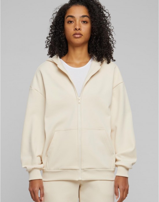 Дамски суичър в цвят пясък Urban Classics Cozy Oversized Zip Дамски суичър в цвят пясък Urban Classics Cozy Oversized Zip