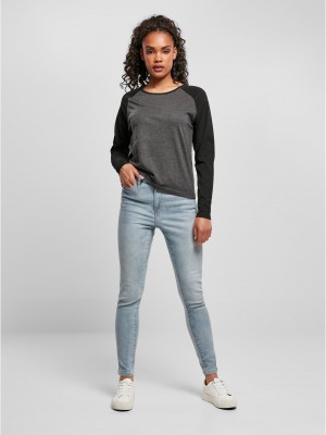 Дамска блуза в черно и сиво Ladies Contrast Longsleeve