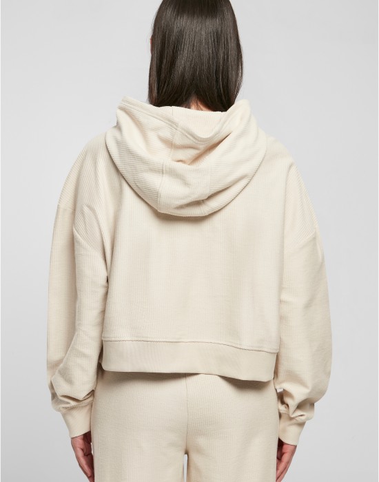 Дамски къс суичър с качулка в цвят екрю Urban Classics Hoody Дамски къс суичър с качулка в цвят екрю Urban Classics Hoody
