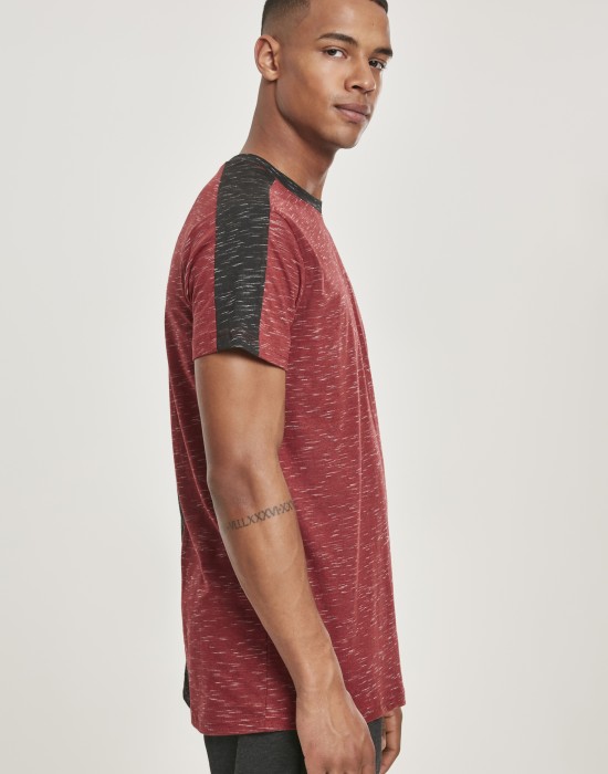 Мъжка тениска в мраморно червен цвят Southpole Shoulder Panel Tech Tee marled red Мъжка тениска в мраморно червен цвят Southpole Shoulder Panel Tech Tee marled red