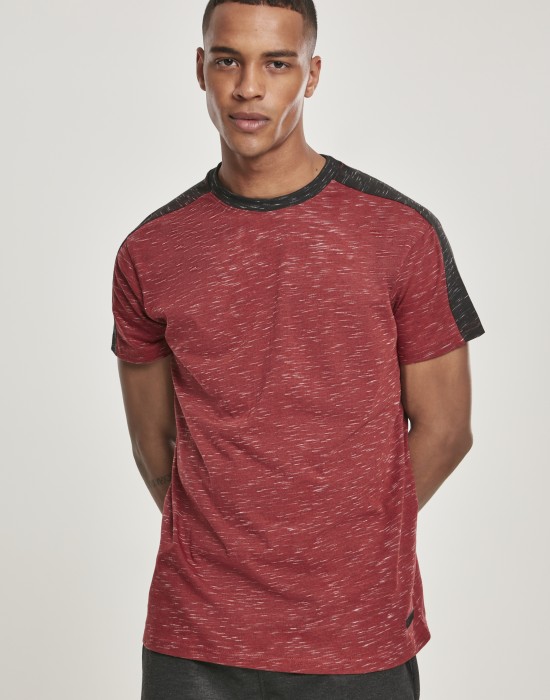 Мъжка тениска в мраморно червен цвят Southpole Shoulder Panel Tech Tee marled red Мъжка тениска в мраморно червен цвят Southpole Shoulder Panel Tech Tee marled red