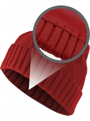 Бийни шапка в червен цвят MSTRDS Beanie Cable Flap 