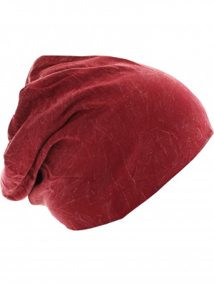 Бийни шапка в червен цвят MSTRDS Stonewashed Jersey Beanie 