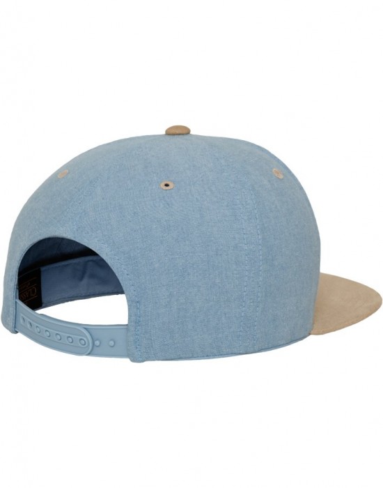 Шапка с козирка в синьо Chambray-Suede Snapback, Аксесоари - Lit.bg