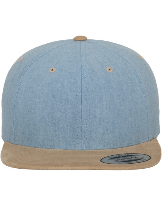 Шапка с козирка в синьо Chambray-Suede Snapback, Аксесоари - Lit.bg