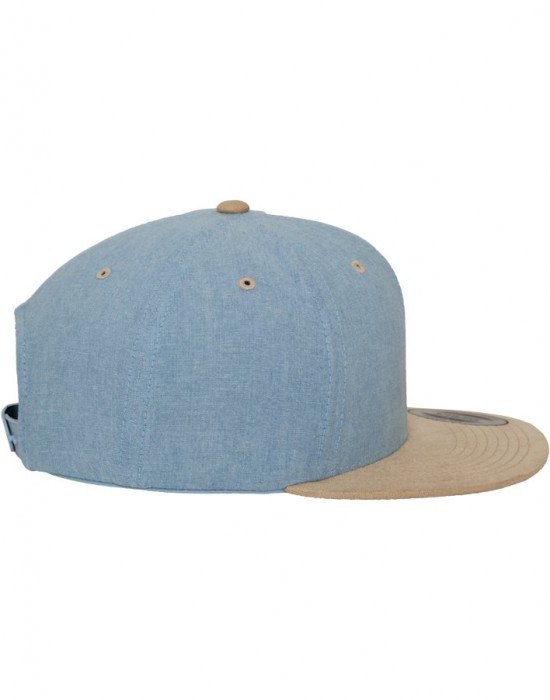 Шапка с козирка в синьо Chambray-Suede Snapback, Аксесоари - Lit.bg