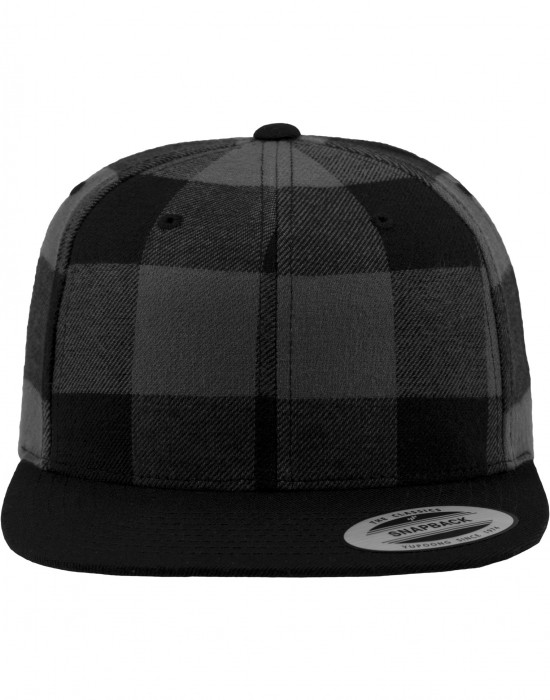 Шапка с козирка в черно и сиво Checked Flanell Snapback, Аксесоари - Lit.bg