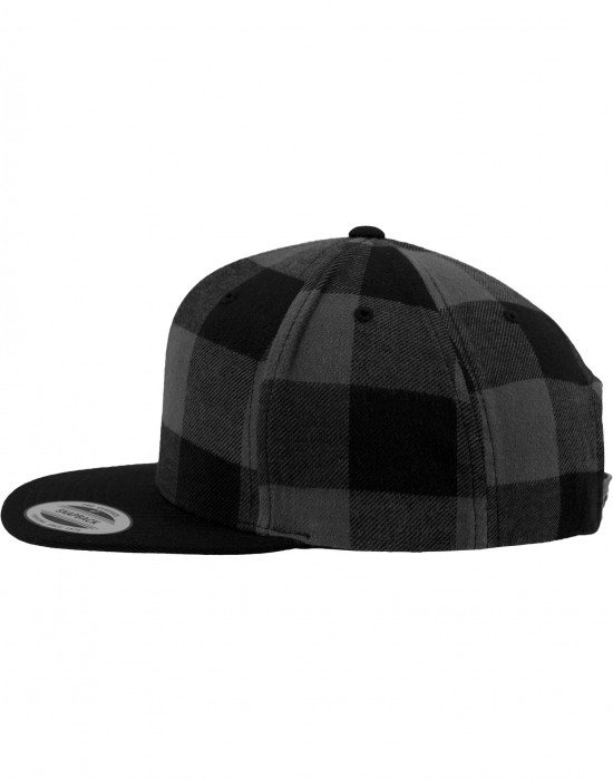 Шапка с козирка в черно и сиво Checked Flanell Snapback, Аксесоари - Lit.bg