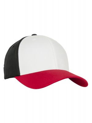 Шапка с козирка 3 Tone Flexfit red/white/black