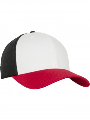 Шапка с козирка 3 Tone Flexfit red/white/black