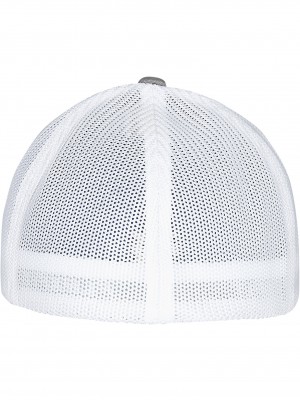 Шапка с козирка в сиво и бяло Flexfit Trucker Recycled Mesh 