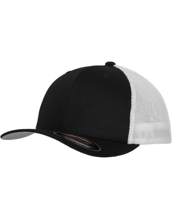 Шапка с козирка в черно и бяло Flexfit Mesh Trucker, Аксесоари - Lit.bg Шапка с козирка в черно и бяло Flexfit Mesh Trucker, Аксесоари - Lit.bg