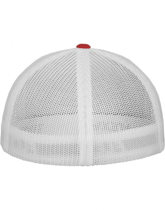 Шапка с козирка в червено и бяло Flexfit Mesh Trucker, Аксесоари - Lit.bg