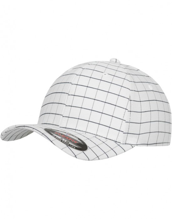 Шапка с козирка в бяло Flexfit Square Check Cap, Аксесоари - Lit.bg