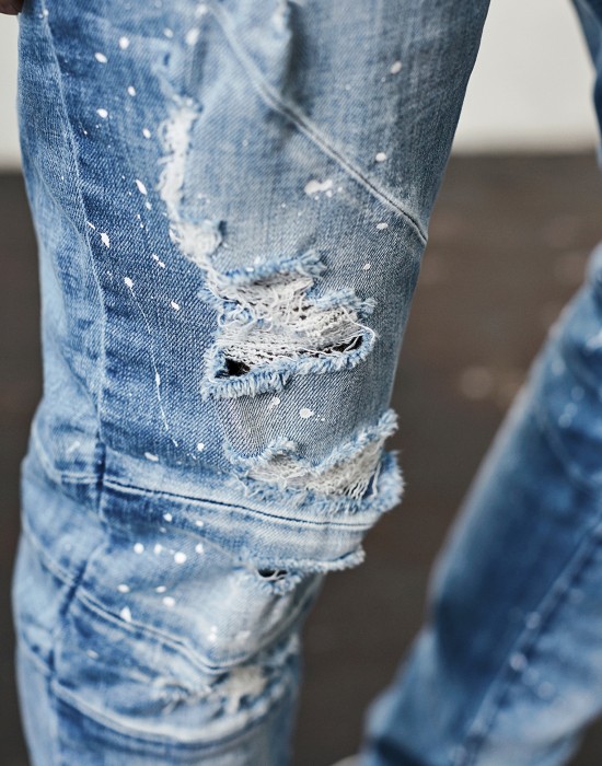 Мъжки дънки в светлосиньо C&S, модел Paneled Denim light blue/white, Мъже - Lit.bg