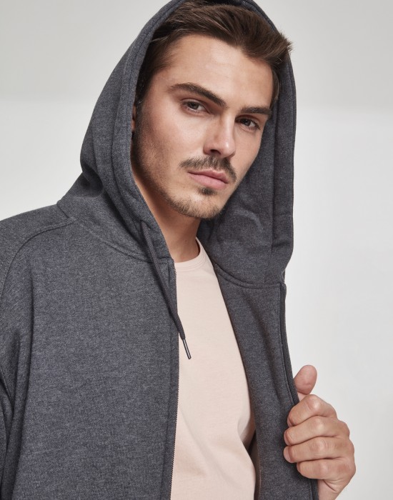 Мъжки изчистен суичър с цип Urban Classics charcoal TB014C, Мъже - Lit.bg Мъжки изчистен суичър с цип Urban Classics charcoal TB014C, Мъже - Lit.bg