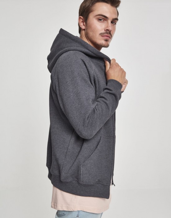 Мъжки изчистен суичър с цип Urban Classics charcoal TB014C, Мъже - Lit.bg Мъжки изчистен суичър с цип Urban Classics charcoal TB014C, Мъже - Lit.bg