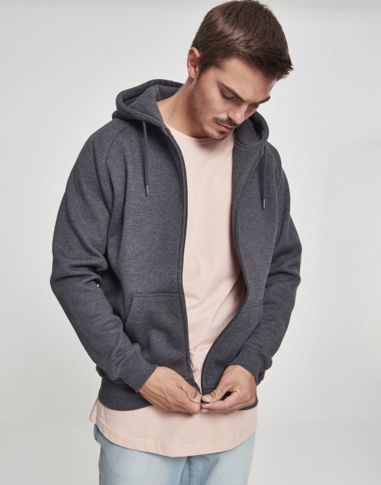 Мъжки изчистен суичър с цип Urban Classics charcoal TB014C, Мъже - Lit.bg Мъжки изчистен суичър с цип Urban Classics charcoal TB014C, Мъже - Lit.bg