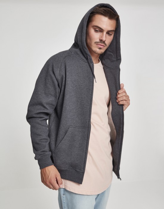 Мъжки изчистен суичър с цип Urban Classics charcoal TB014C, Мъже - Lit.bg Мъжки изчистен суичър с цип Urban Classics charcoal TB014C, Мъже - Lit.bg